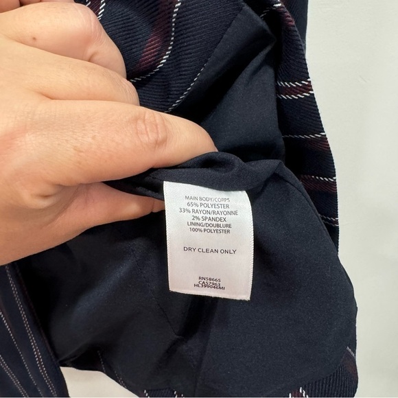 Chelsea28 One Button Stripe Blazer Jacket Medium Navy Blue - Picture 6 of 6